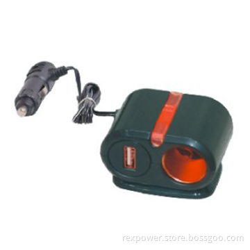Car-socket with 12 to 24V Input Voltages and USB Port